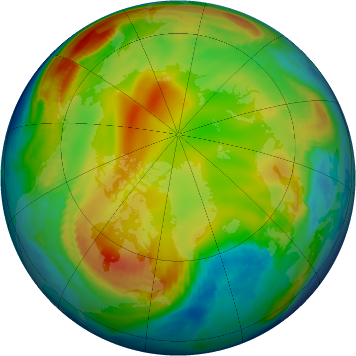 Arctic ozone map for 12 January 1999